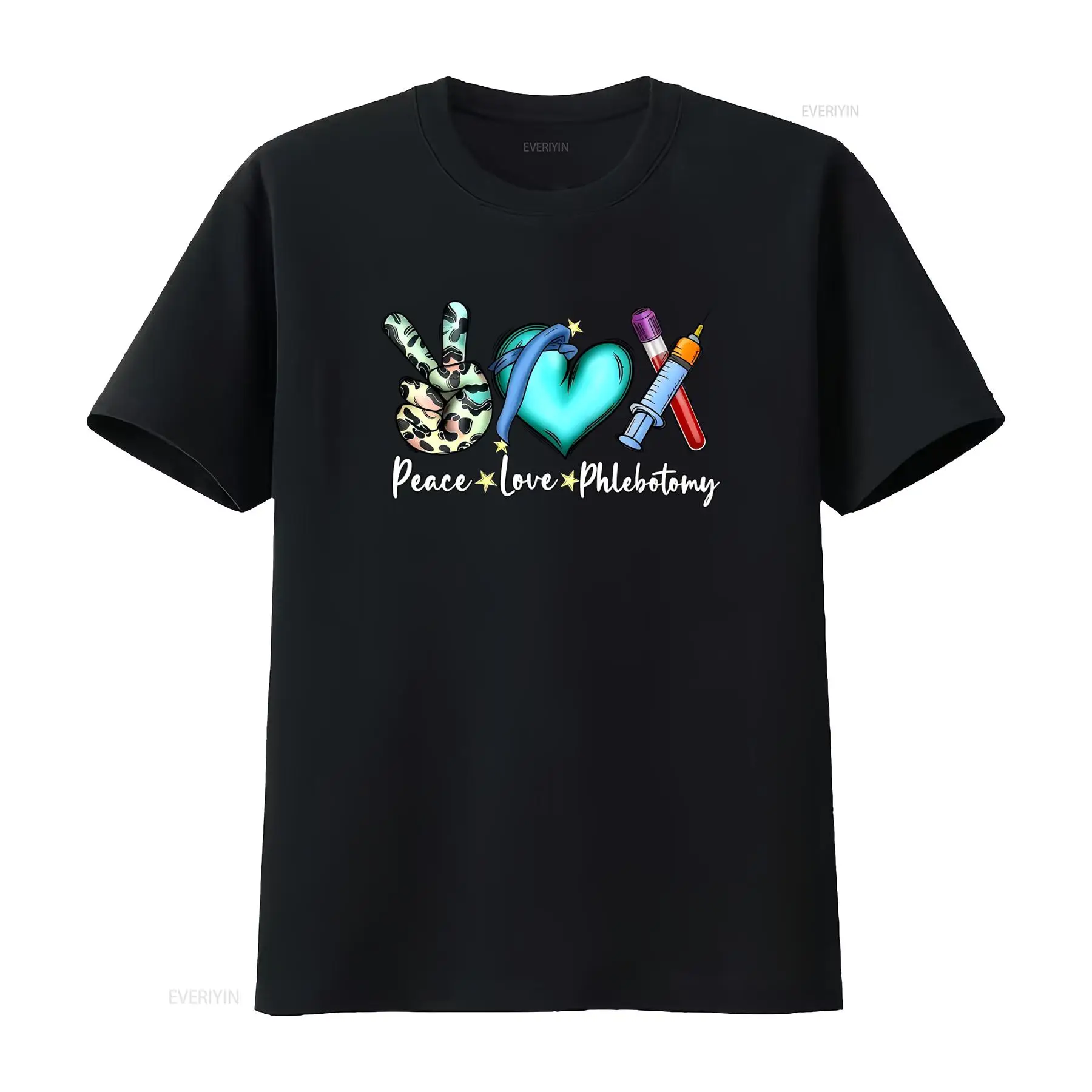 Medical Lab Design - Peace Love Phlebotomy T-Shirt für medizinische